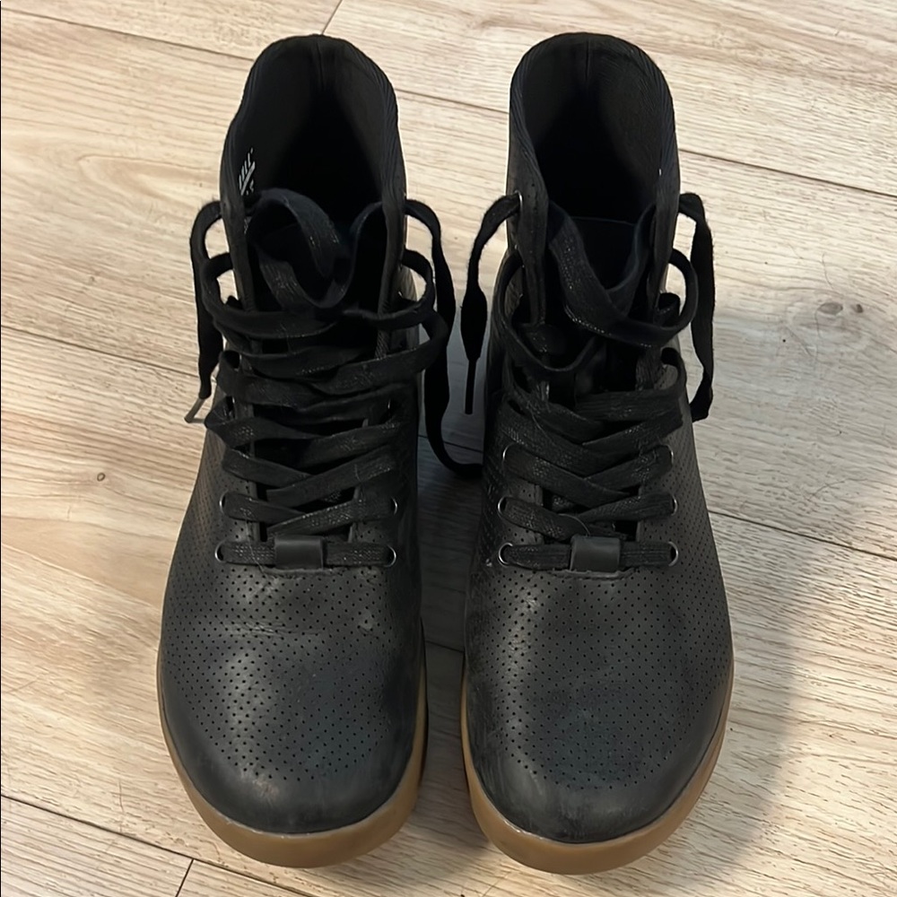 Black NO BULL Leather High-Top Sneakers with Gum Sole